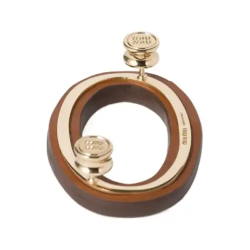 MIU MIU Metal, Leather Brooches Women's Brown