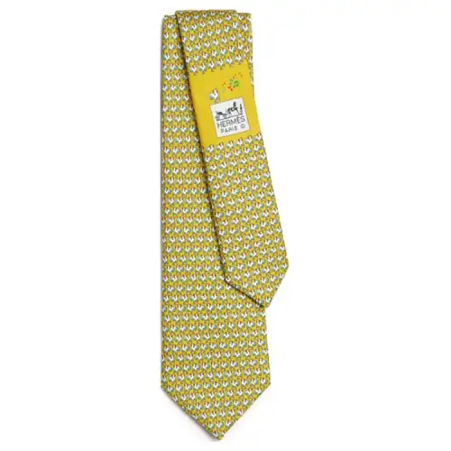 HERMES Mulberry Silk Ties Men's Green