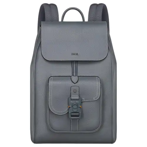 DIOR Grain Cow Leather With Leather Backpack Men's Dark Gray