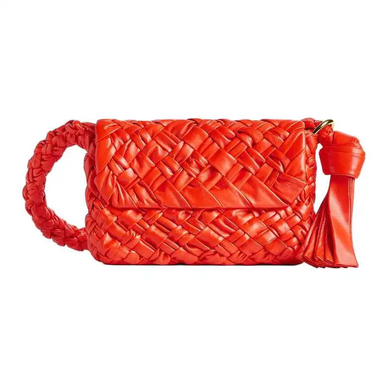 Bottega Veneta Kalimero Cow Leather Portable Crossbody Bag, Shoulder Bag Women's Orange