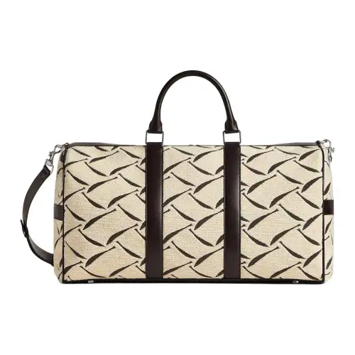 Bottega Veneta Cotton With Polyamide Travel Bag Men's Natural & Brown
