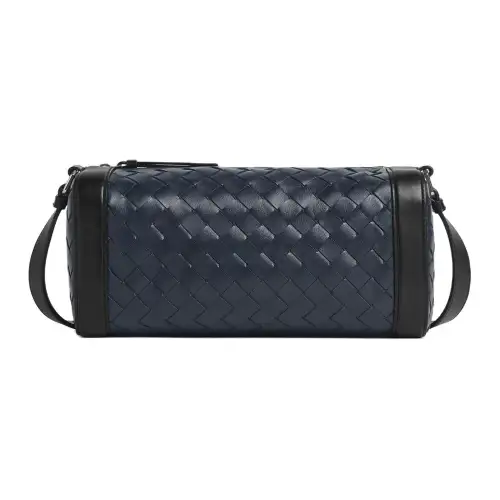 Bottega Veneta Cow Leather Shoulder Bag, Crossbody Bag Men's Space Blue & Black