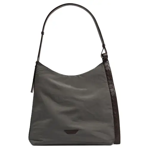 Bottega Veneta Nylon Hobo Bag, Handbag, Shoulder Bag Men's Light Graphite