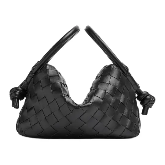 Bottega Veneta Loop Intrecciato Woven Leather Handbag, Shoulder Bag, Crossbody Bag Small Women's Black