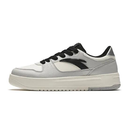 ANTA Life Collection Skateboard Shoes Men Low-Top Ivory White/Microchip Gray/Black
