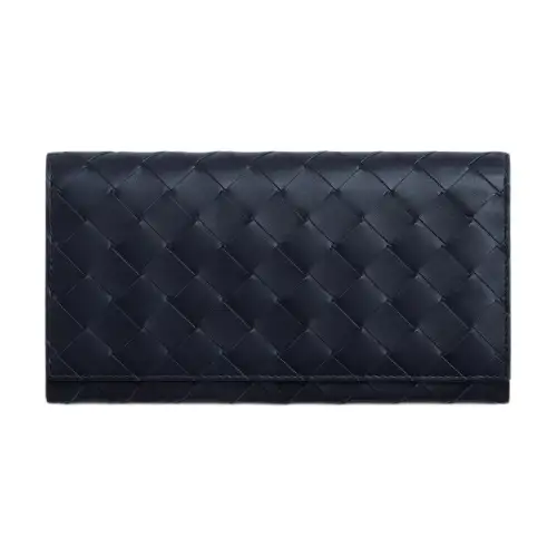 Bottega Veneta Calfskin Wallet Men's Sky Blue & Green