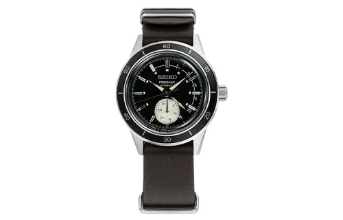 SEIKO Presage Mechanical Movement Genuine Leather Strap Watch Men's Watches Black Dial