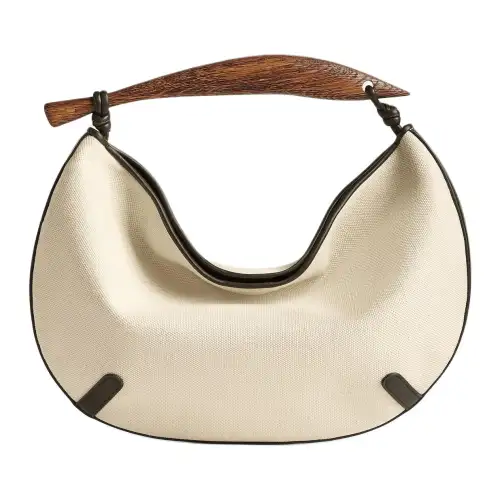 Bottega Veneta Sardine Canvas With Lambskin Canvas Bag, Handbag Small Women's Ecru