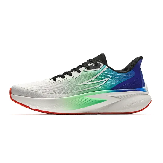 ANTA Running Shoes Men Low-Top Papyrus White/Fluorescent Crystal Green/Sky Blue Stone