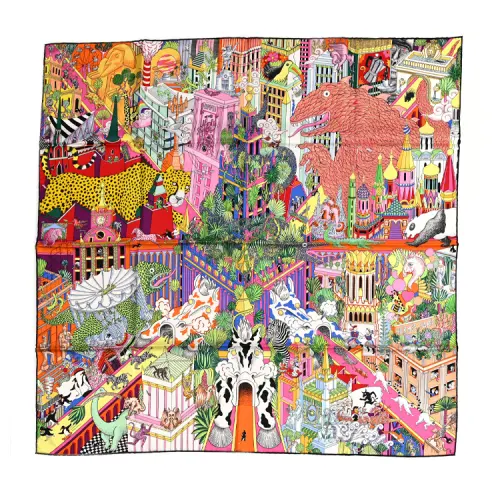 HERMES Silk Scarves Unisex Pink