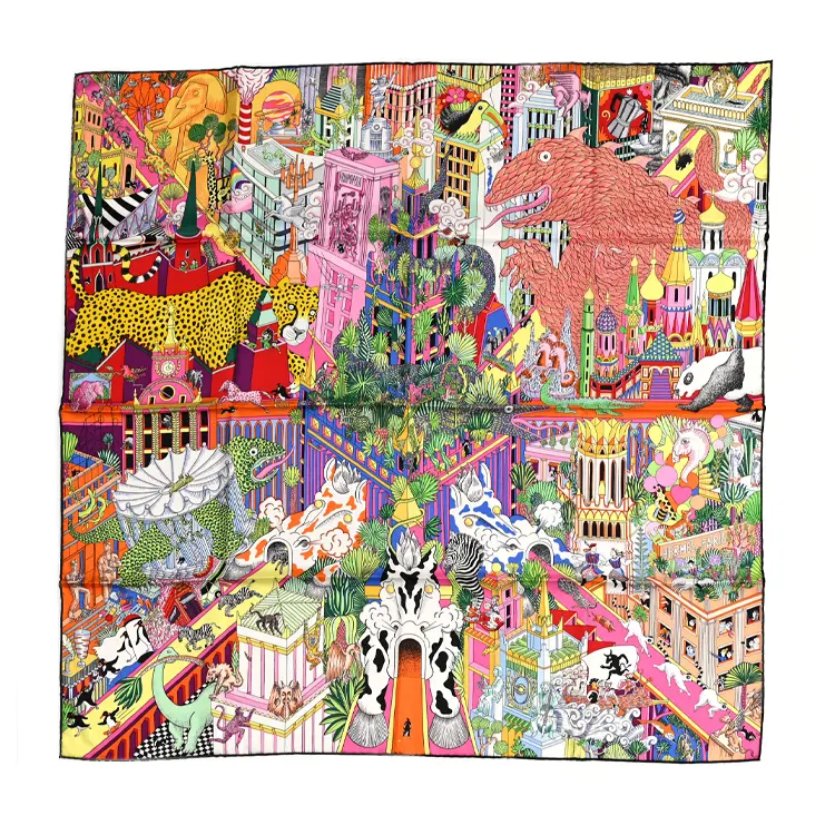 HERMES Silk Scarves Unisex Pink