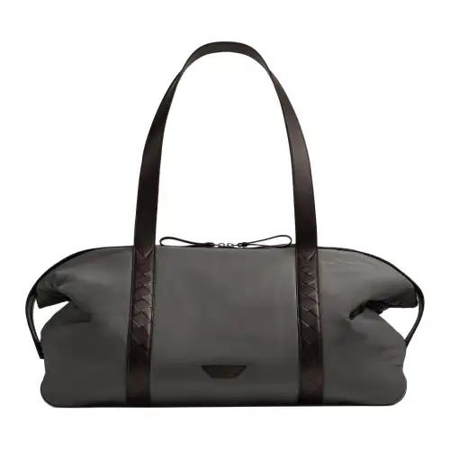 Bottega Veneta Nylon Portable One Shoulder Travel Bag Large Men's Light Graphite Gray