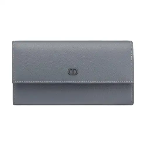 DIOR Smooth Calfskin Wallet Men's Dark Gray