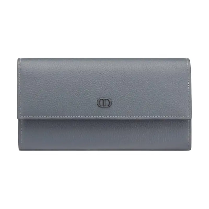DIOR Smooth Calfskin Wallet Men's Dark Gray