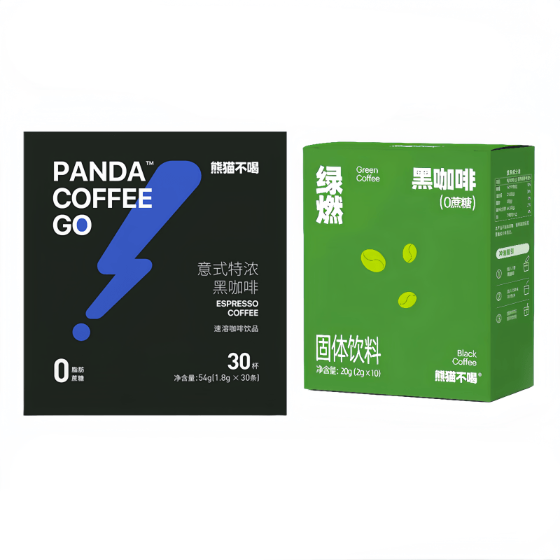 Panda Don't Drink Italian Espresso Black Coffee 54g (1.8g*30 cups) *1 box + 0 fat 0 sucrose Ceylon Cinnamon Turmeric Black Coffee Solid Drink 20g (2g*10) Instant
