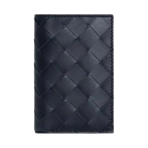 Bottega Veneta Calfskin Card Holder Men's Space Blue & Sage Green