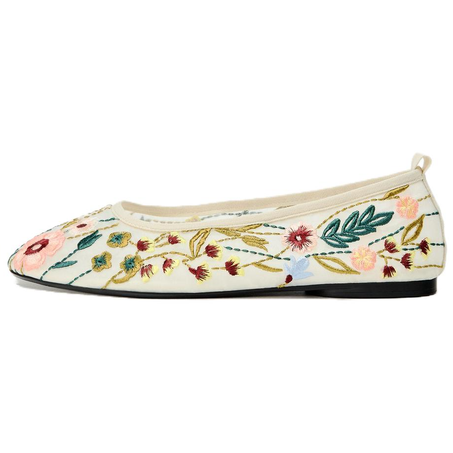 ZARA Ткань светло круглый рот удобный для отдыха туфли женский белый