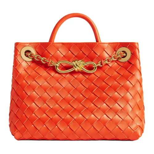 Bottega Veneta Andiamo Lambskin Shoulder Bag, Crossbody Bag, Handbag Small Women's Orange
