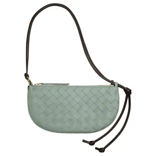 Bottega Veneta Lambskin Handbag, Shoulder Bag Women's Sage Green & Black