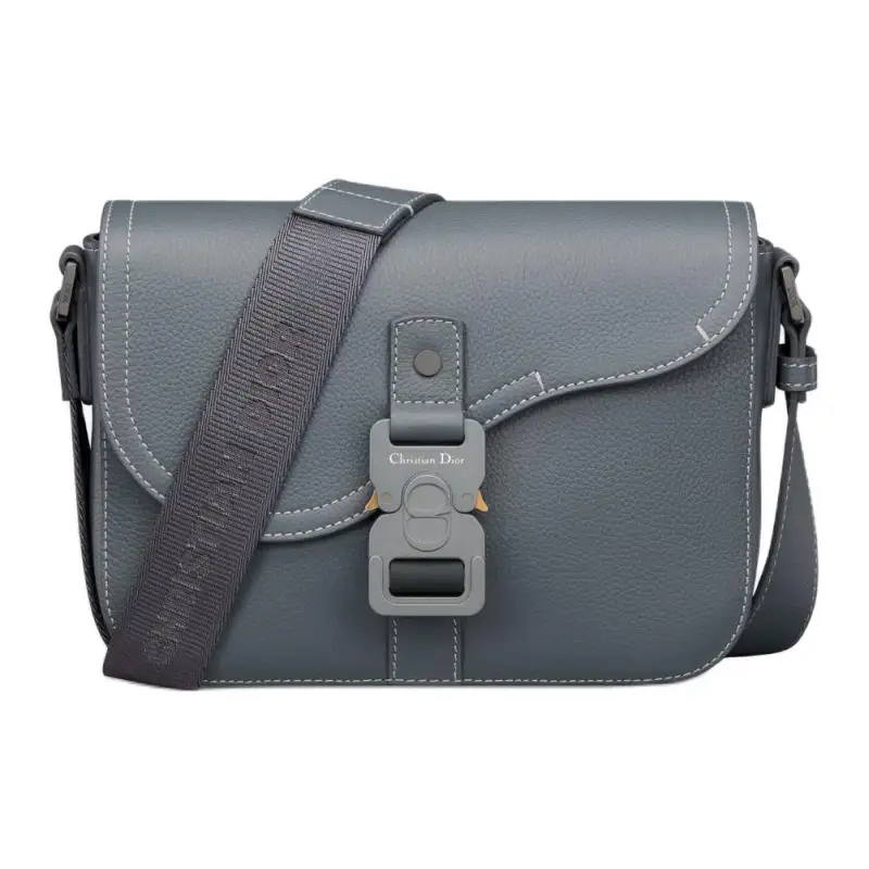 DIOR Grained Calfskin Saddle Messenger Bag, Crossbody Bag, Shoulder Bag Men's Dark Gray