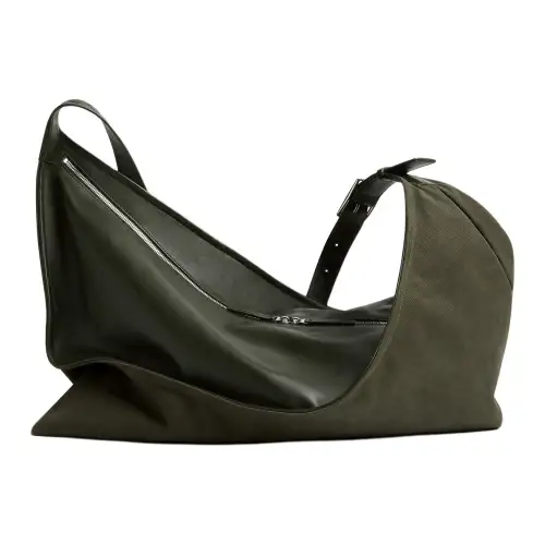 Bottega Veneta Cow Leather With Fabric Handbag, Shoulder Bag Large Men's Crocodile & Khaki