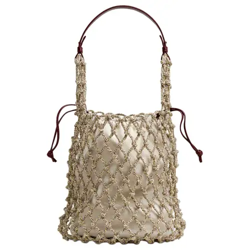 Bottega Veneta Calfskin Canvas Bag, Handbag, Shoulder Bag Women's Beige & Multicolor