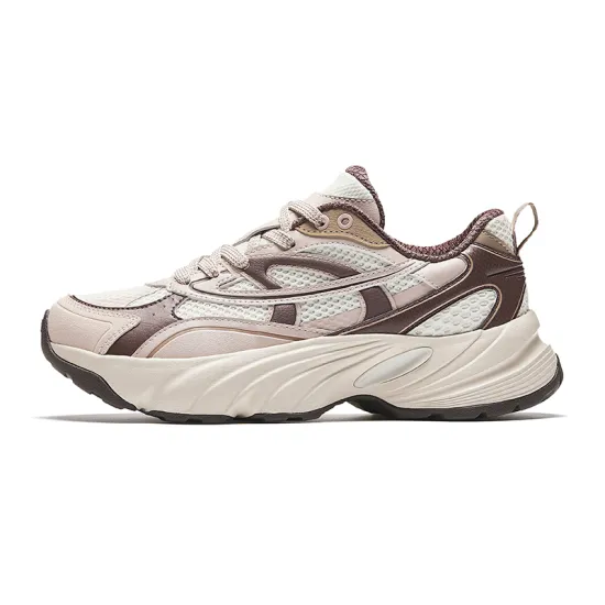 ANTA Casual Shoes Women's Low-Top Ivory White/Lotus Grey/Dry Rose Purple/Dark Grey Brown