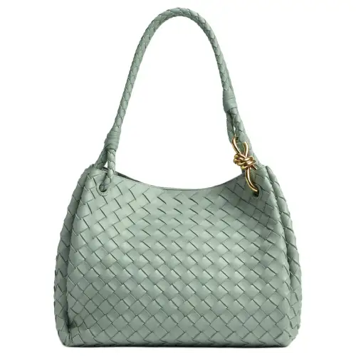 Bottega Veneta Lambskin Handbag, Shoulder Bag Large Women's Sage Green