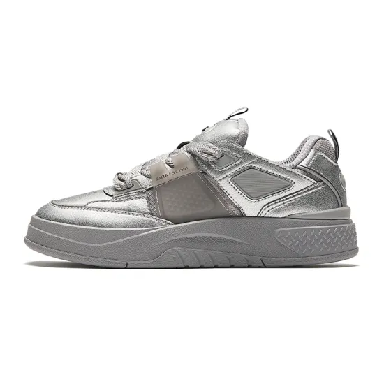 ANTA Skateboard Shoes Women's Low-Top Dove Gray/Metal Titanium