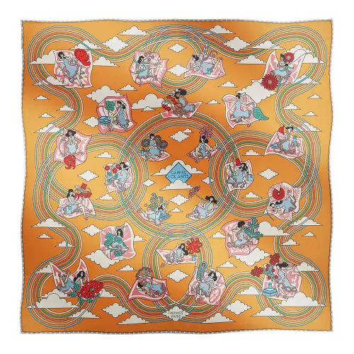 HERMES Silk Scarves Women's Yellow