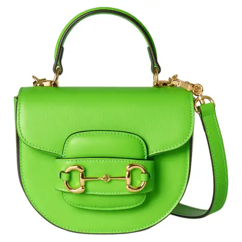 GUCCI Horsebit 1955 Leather Shoulder Bag, Crossbody Bag, Handbag Mini Women's Electric Green