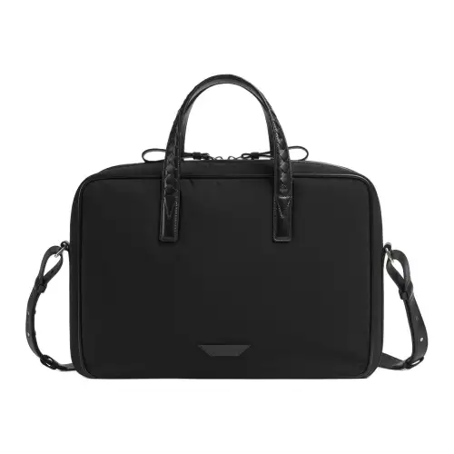 Bottega Veneta Polyamide One Shoulder Crossbody Handheld Briefcase Men's Black