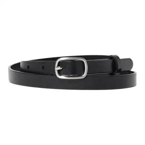UNIQLO Logo Identification Cow Leather Belts Women's Black Width 1.5cm