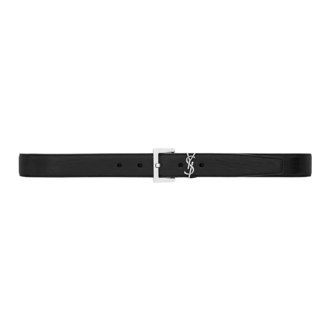 SAINT LAURENT Cassandre Logo Plaque Belt
