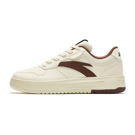 ANTA Skateboard Shoes Men Low-Top Light Beige White/Haute Couture Brown
