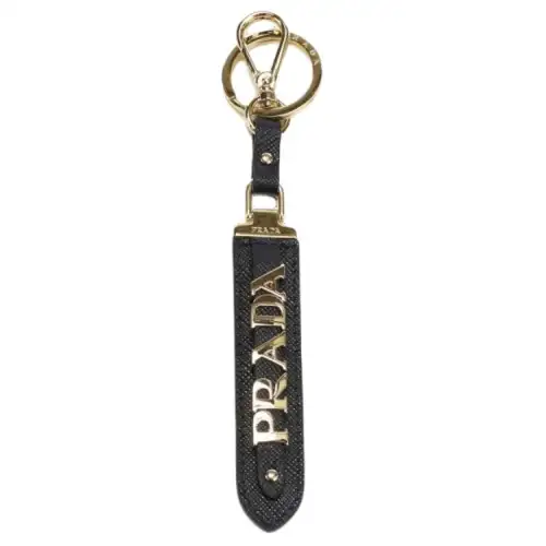 PRADA Leather Keychains Unisex Black