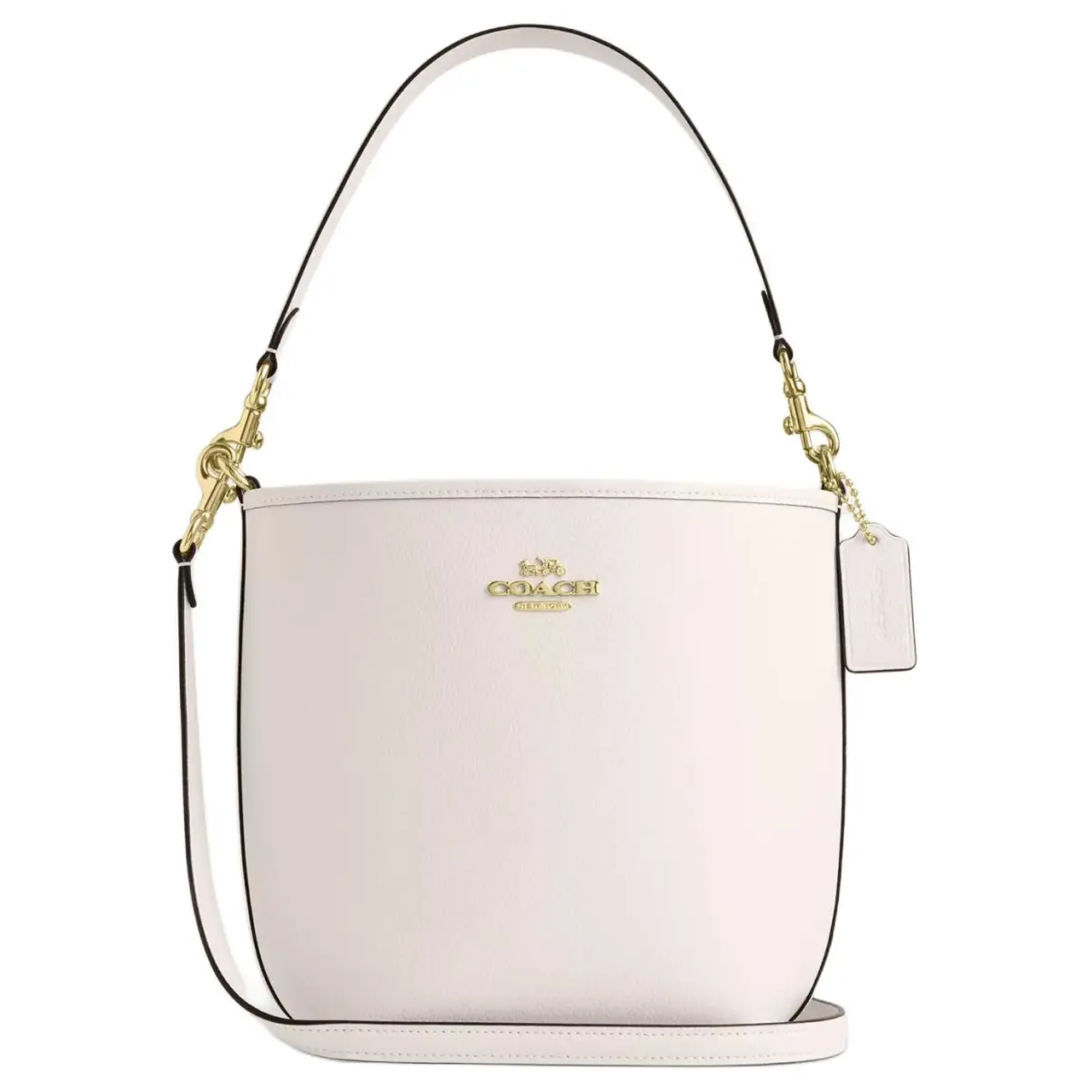 COACH City Leather Bucket Bag, Portable Crossbody Bag, Shoulder Bag Small Women's White