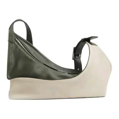 Bottega Veneta Cow Leather With Fabric Handbag, Shoulder Bag Men's Embryo Cloth Color Crocodile Color