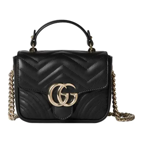 GUCCI GG Marmont Leather Shoulder Bag, Crossbody Bag, Handbag Mini Women's Black