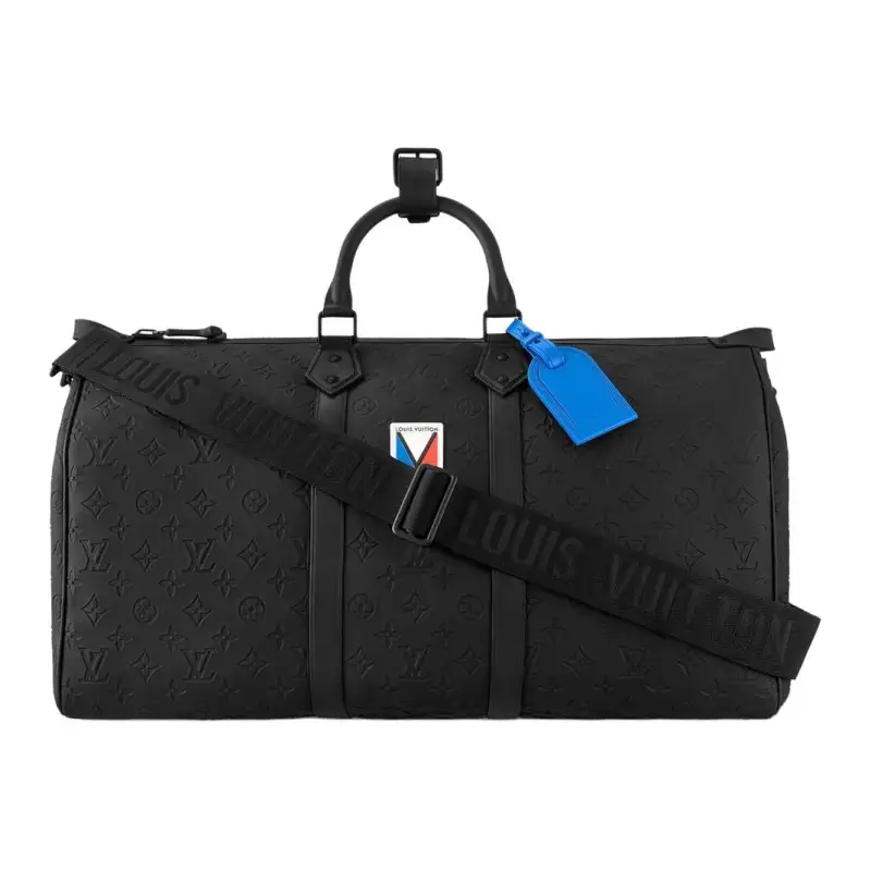LOUIS VUITTON Copa America Collaboration Keepall Leather Travel Bag Men's Black