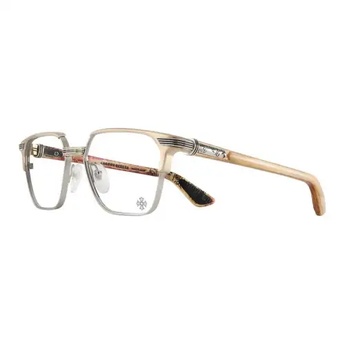 Chrome Hearts Brand Logo Titanium Square Eyeglass Frames Men's Brown