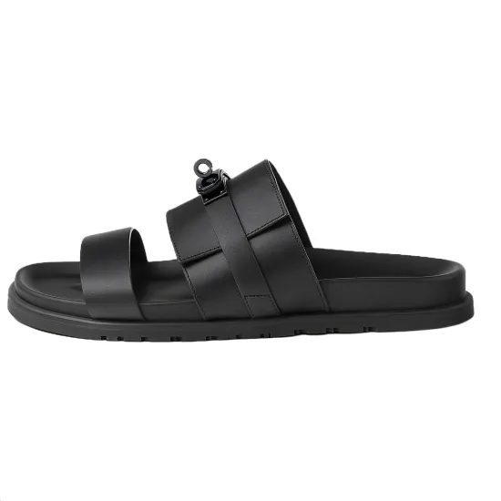 HERMES Slide Slippers Men Black