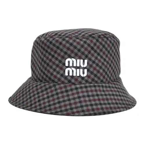 Miu Miu 2010s embroidery checked bucket hat
