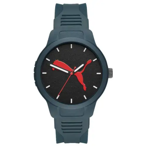 PUMA Reset V2 Series Wrist Watches Quartz Movement PU Strap 43mm Black Dial Men's Watches