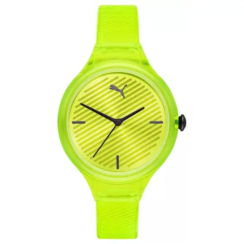 PUMA Wrist Watches Quartz Movement Rubber Strap 36mm Yellow Watch Dial Women's Watch 30m Water Resistant