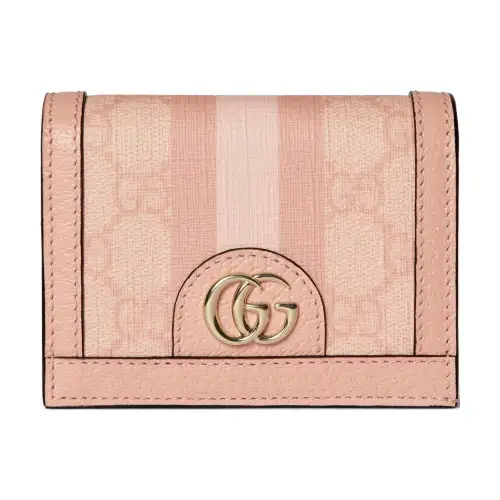 GUCCI Ophidia Canvas With Leather Wallet Women's Gray Pink
