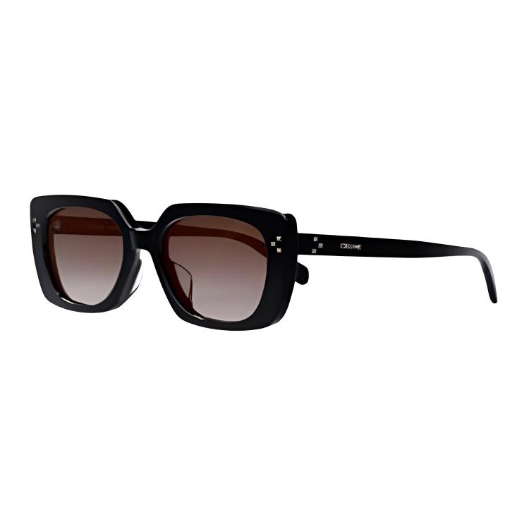 CELINE Brand Logo Square Sunglasses Women's Black/Brown