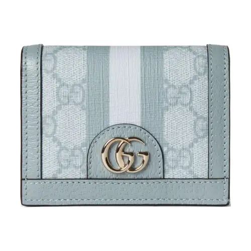 GUCCI Ophidia Supreme Canvas Wallet Women's Gray Blue