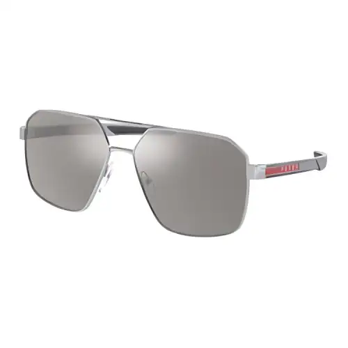 PRADA Rectangular Sunglasses Men's Silver