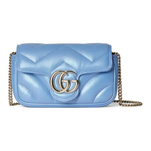 GUCCI GG Marmont Quilted Leather Shoulder Bag, Crossbody Bag Extra Mini Women's Light Blue
